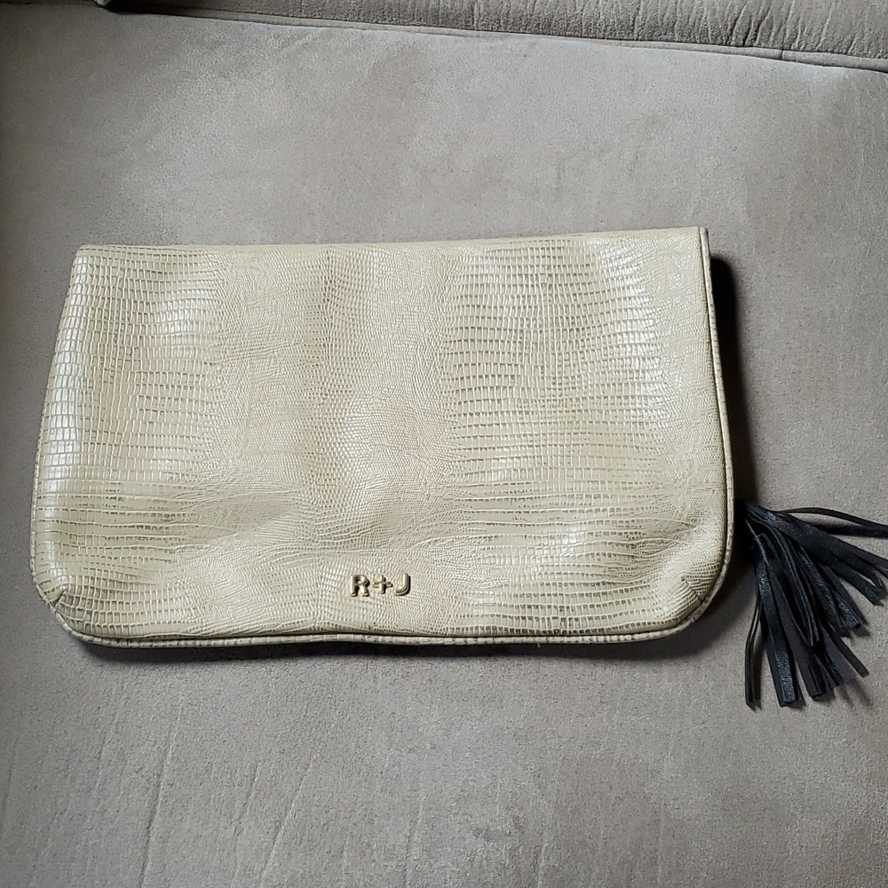 R + J - Romeo & Juliet Couture Faux Snakeskin Fold Over Clutch